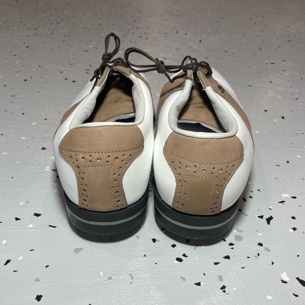 Foot-joy DryJoys Mens Golf Shoes Metal Spikes Size 11 White Brown - Picture 6 of 9